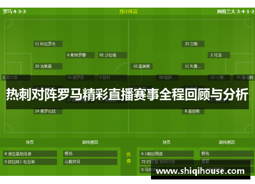 热刺对阵罗马精彩直播赛事全程回顾与分析